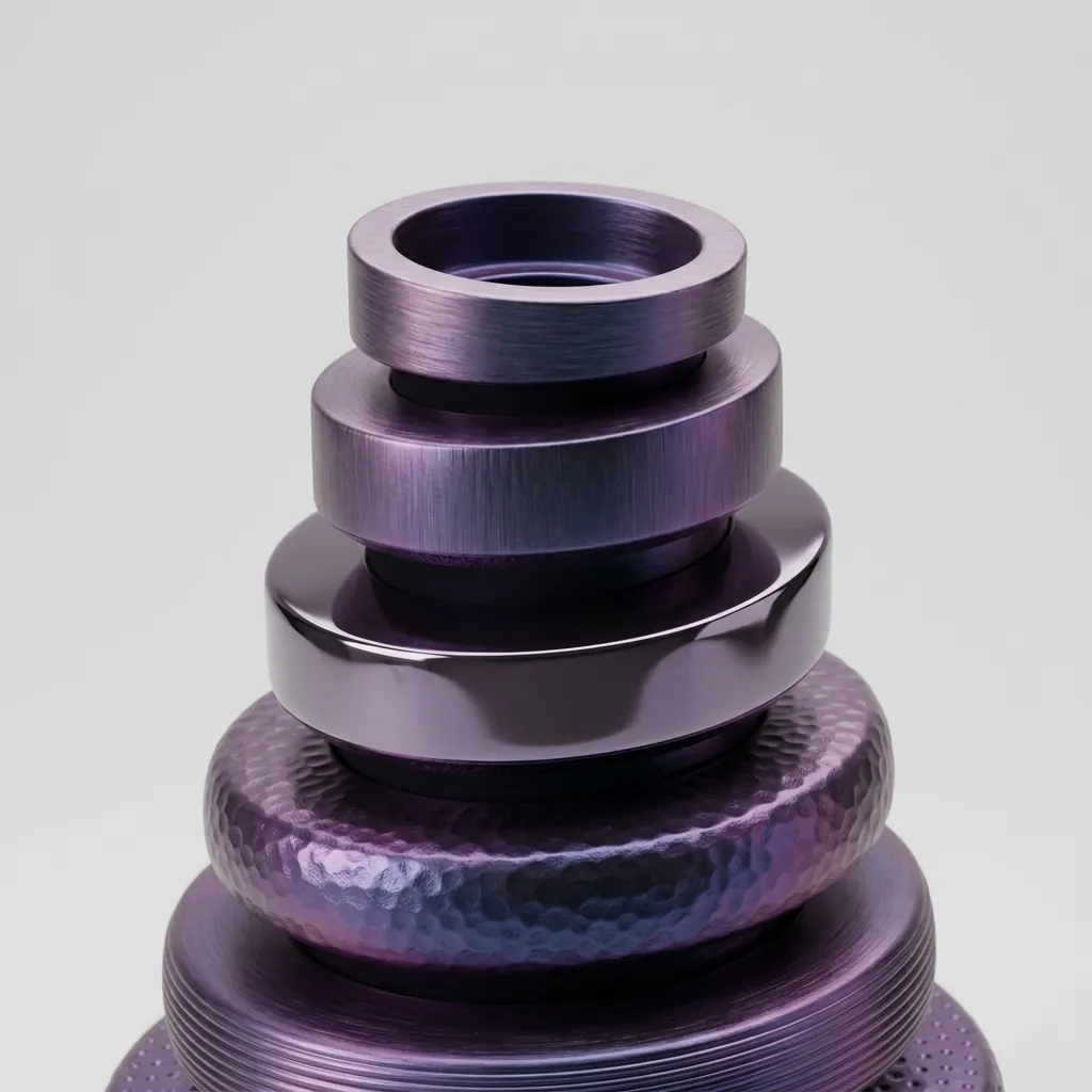 Violet Stacked Ring Vase, close-up detail