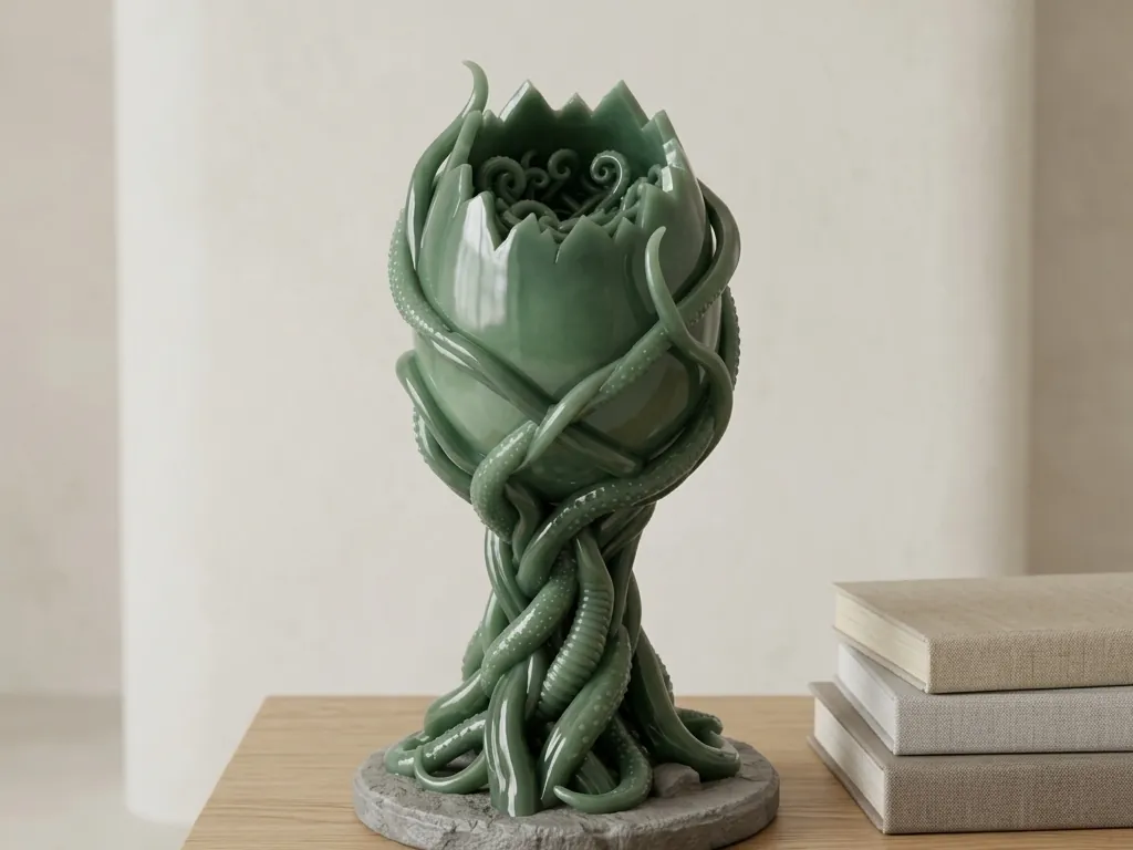 Jade Tendril Curio, styled in a room