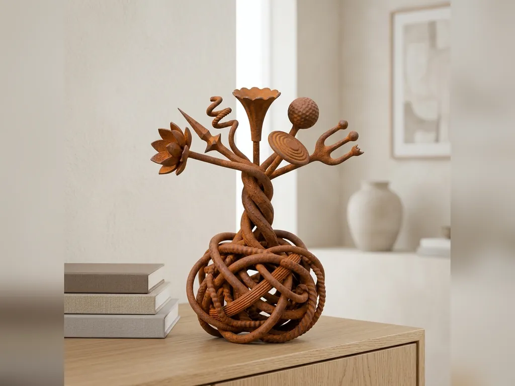 Rust Tangle Curio, styled in a room