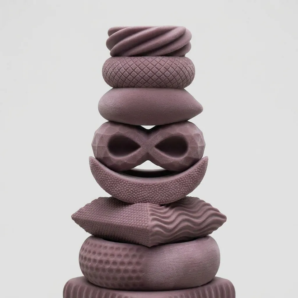 Mauve Geometric Stack Curio, close-up detail