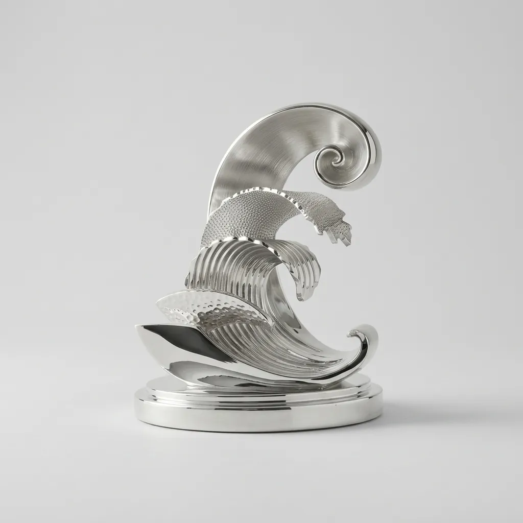 Silver Breaking Wave Curio, studio view