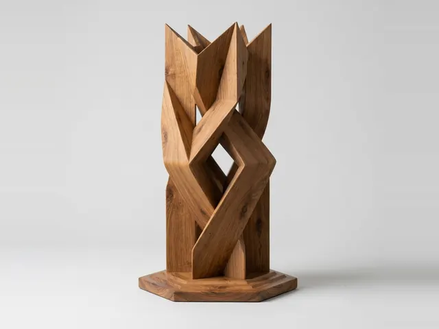 Walnut Faceted Origami Curio, 3D print design, studio view
