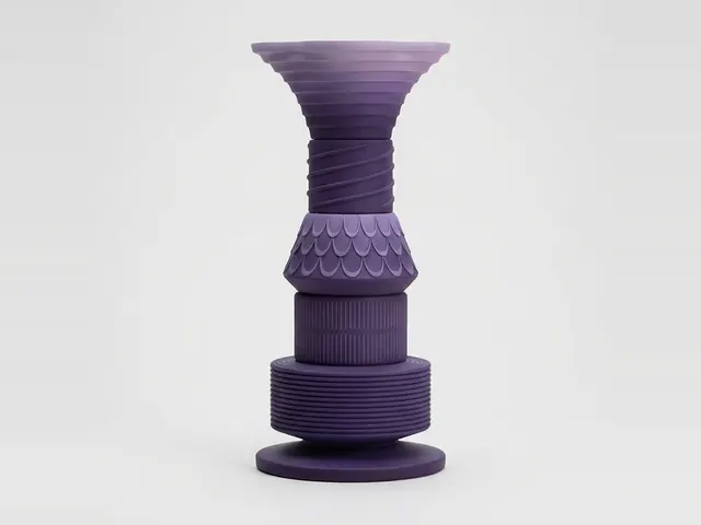 Violet Tiered Trumpet Vase, 3D print design, studio view