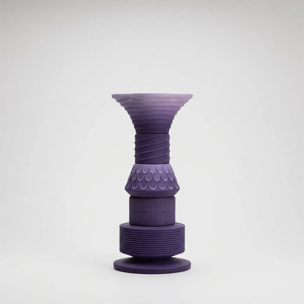 Violet Tiered Trumpet Vase, studio view