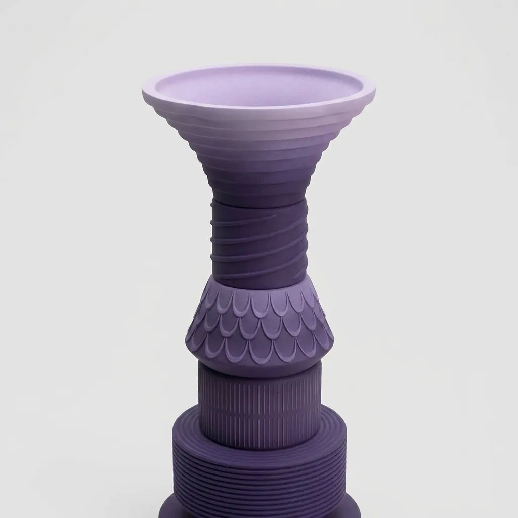 Violet Tiered Trumpet Vase, close-up detail
