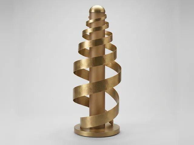 Brass Spiral Ribbon Floor Lamp, 3D print design, studio view