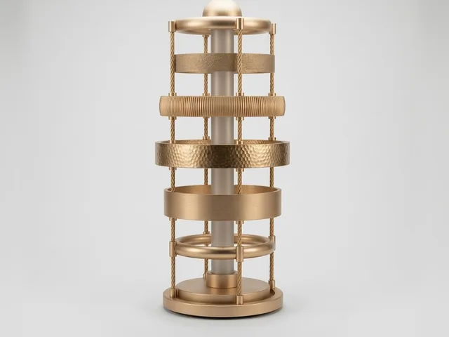 Champagne Gold Cage Floor Lamp, 3D print design, studio view