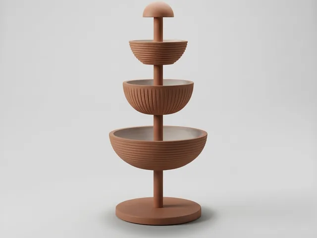 Terracotta Tiered Bowl Floor Lamp, 3D print design, studio view