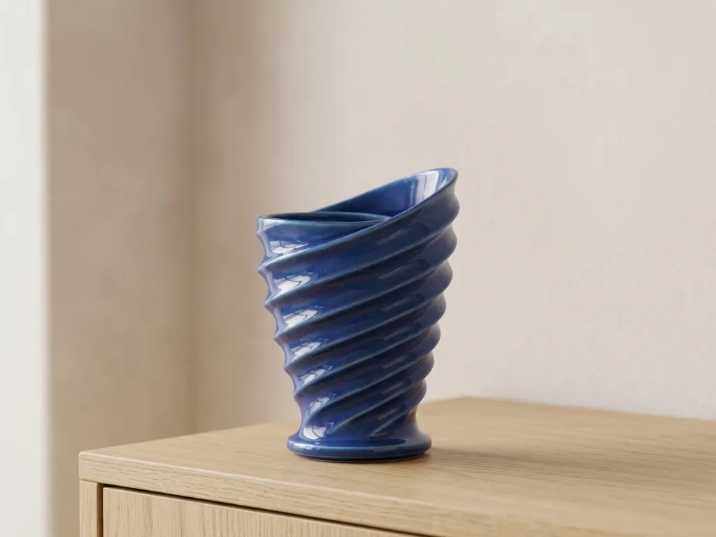 Twisted Spiral Wave Vase, styled in a room