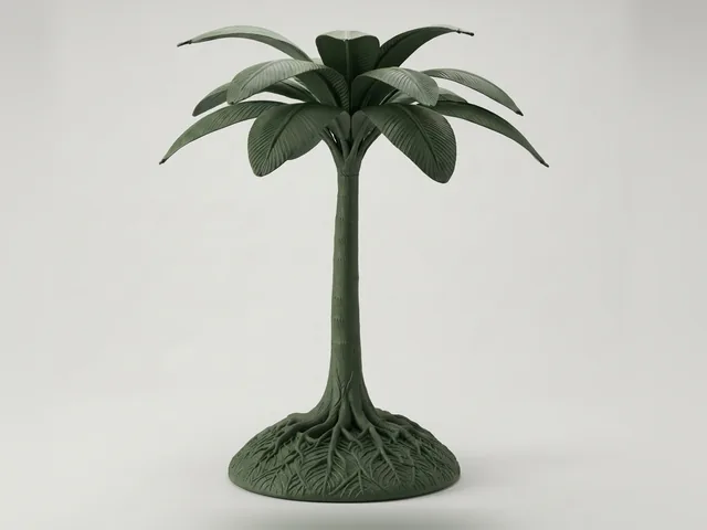 Sage Green Palm Tree Floor Lamp, 3D print design, studio view
