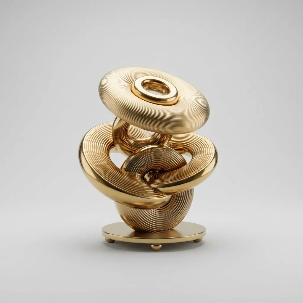 Interlocking Gold Ring Vase, studio view