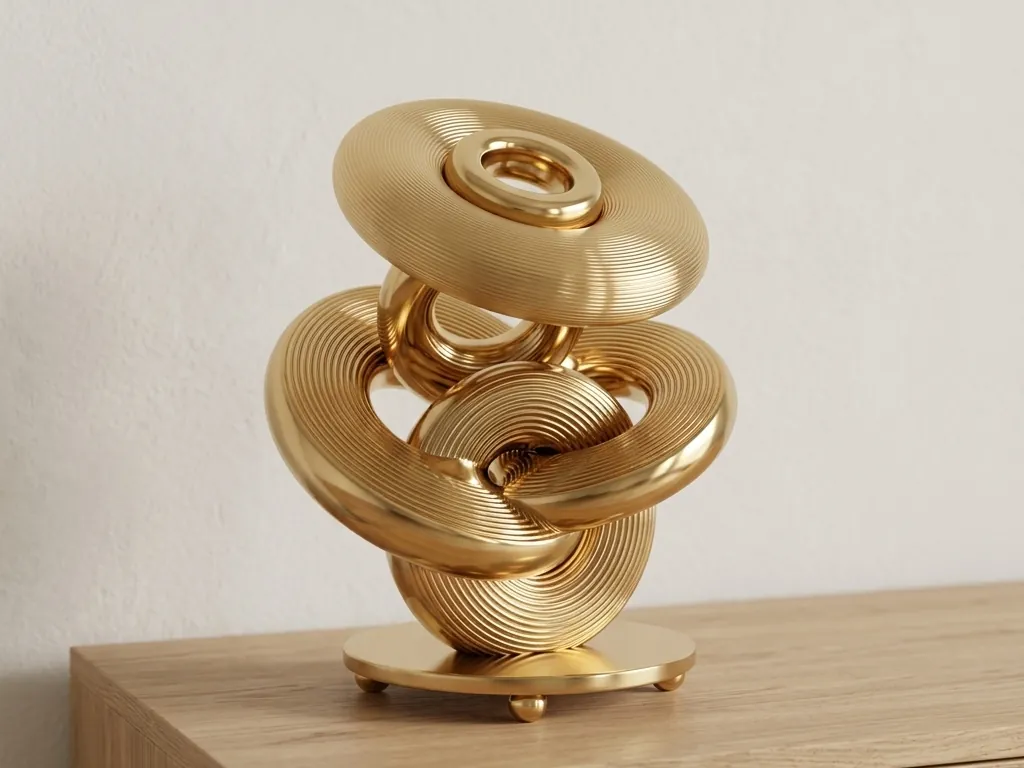 Interlocking Gold Ring Vase, styled in a room