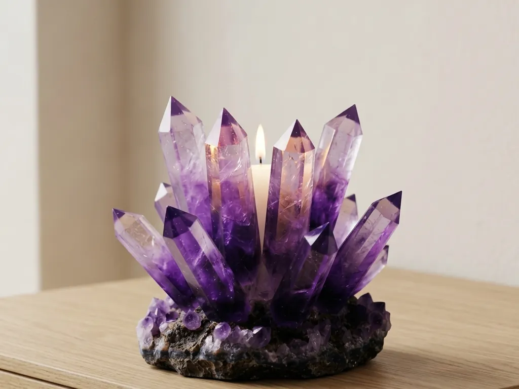 Amethyst Candle Holder, styled in a room