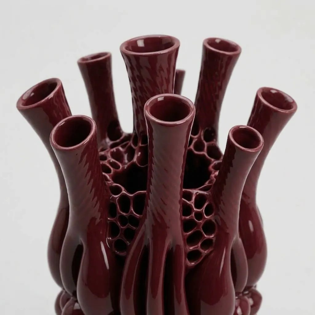 Burgundy Bloom Cluster Vase, close-up detail