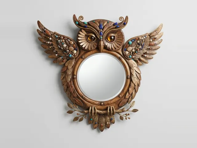 Wise Owl Wall Mirror, 3D printable wall mirror, studio view