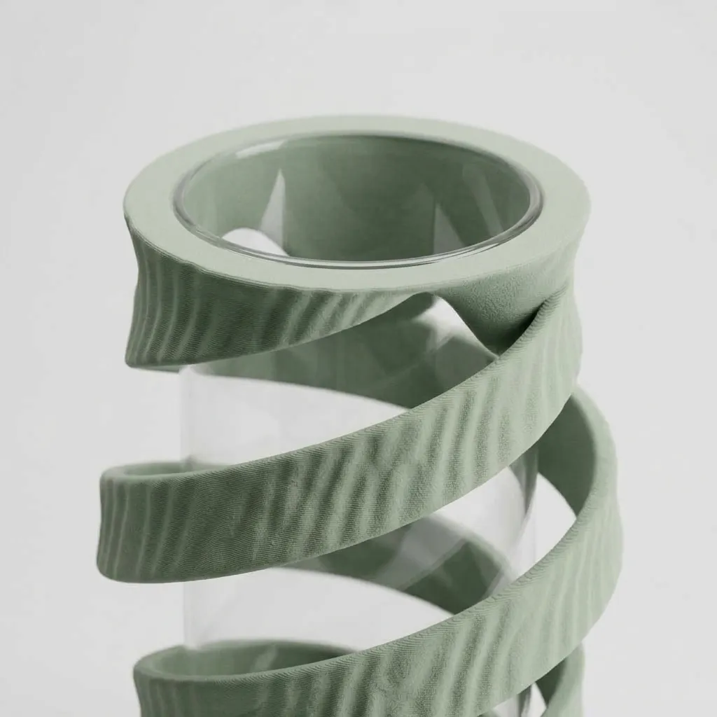 Sage Spiral Glass-Insert Vase, close-up detail