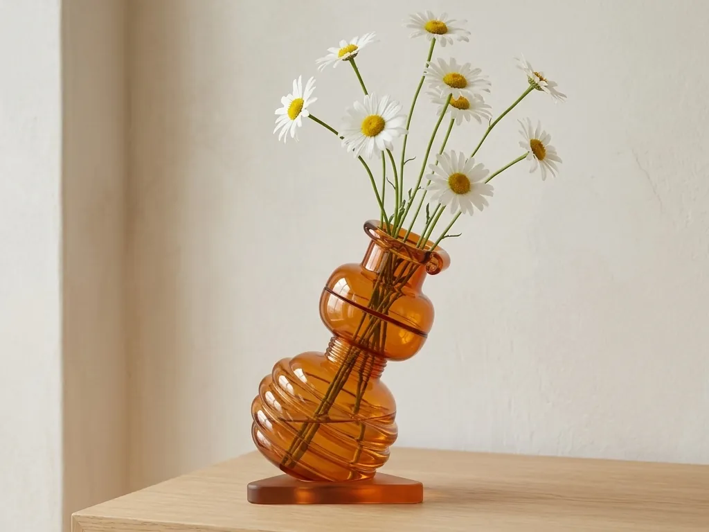 Amber Figure-Eight Vase, styled in a room