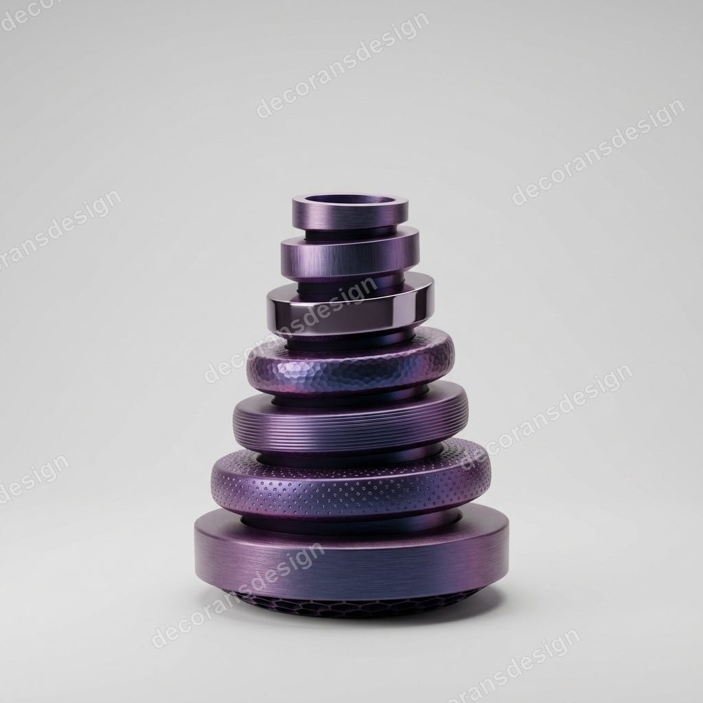 Violet Stacked Ring Vase, 3D print design, studio view