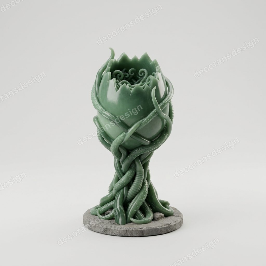 Jade Tendril Curio, 3D print design, studio view