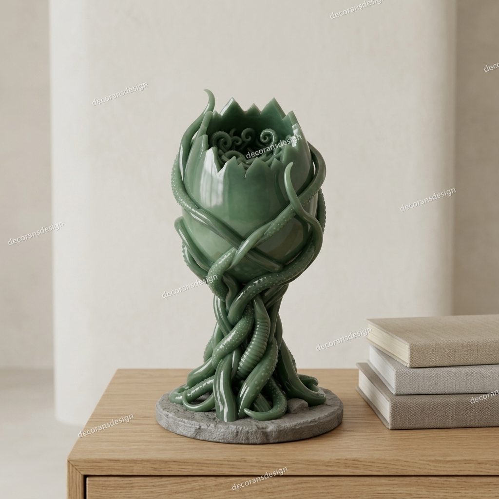 Jade Tendril Curio, styled in a room