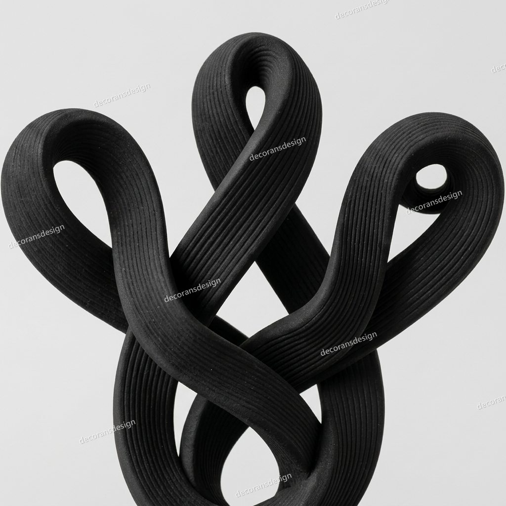 Black Infinity Knot Sculpture, close-up detail
