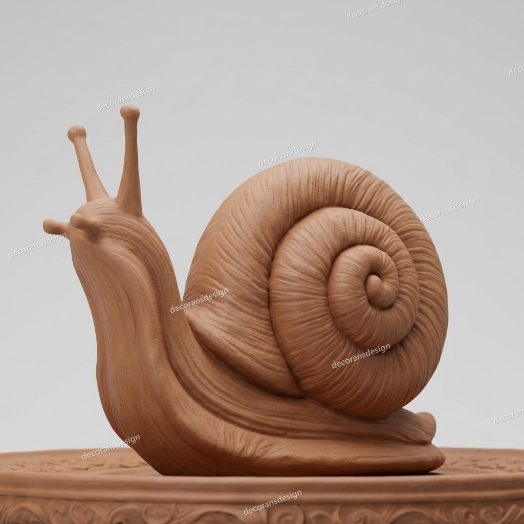 Terracotta Spiral Snail Curio, close-up detail