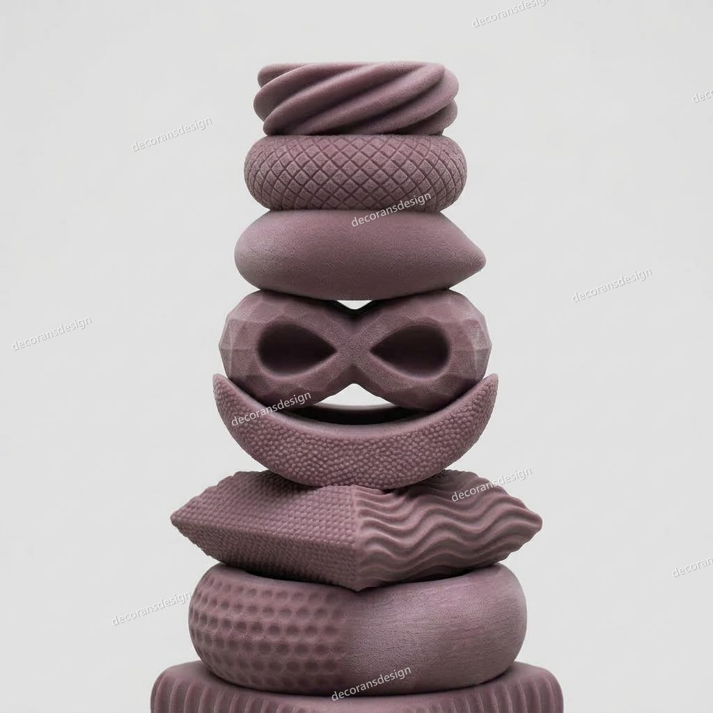 Mauve Geometric Stack Curio, close-up detail