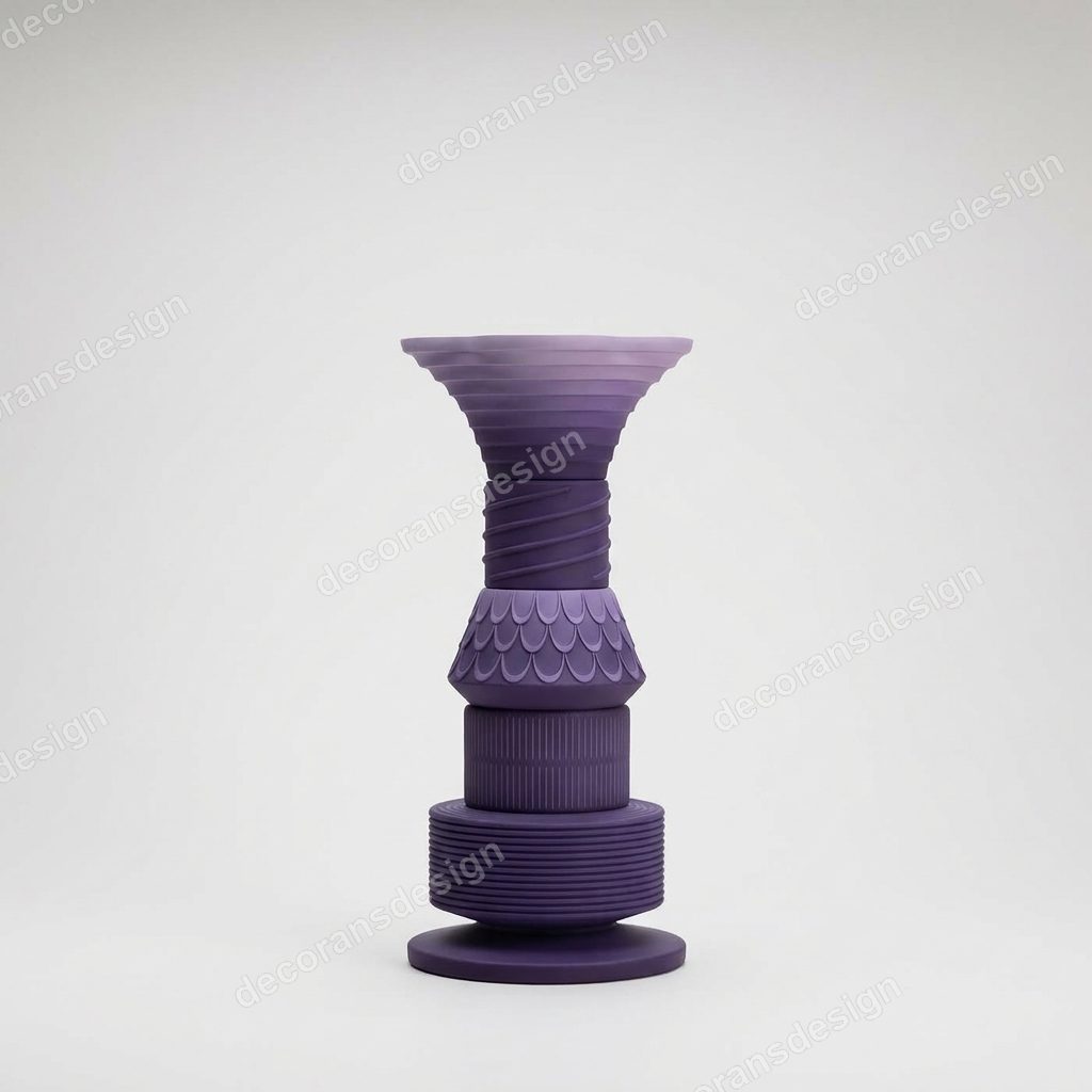Violet Tiered Trumpet Vase, 3D print design, studio view