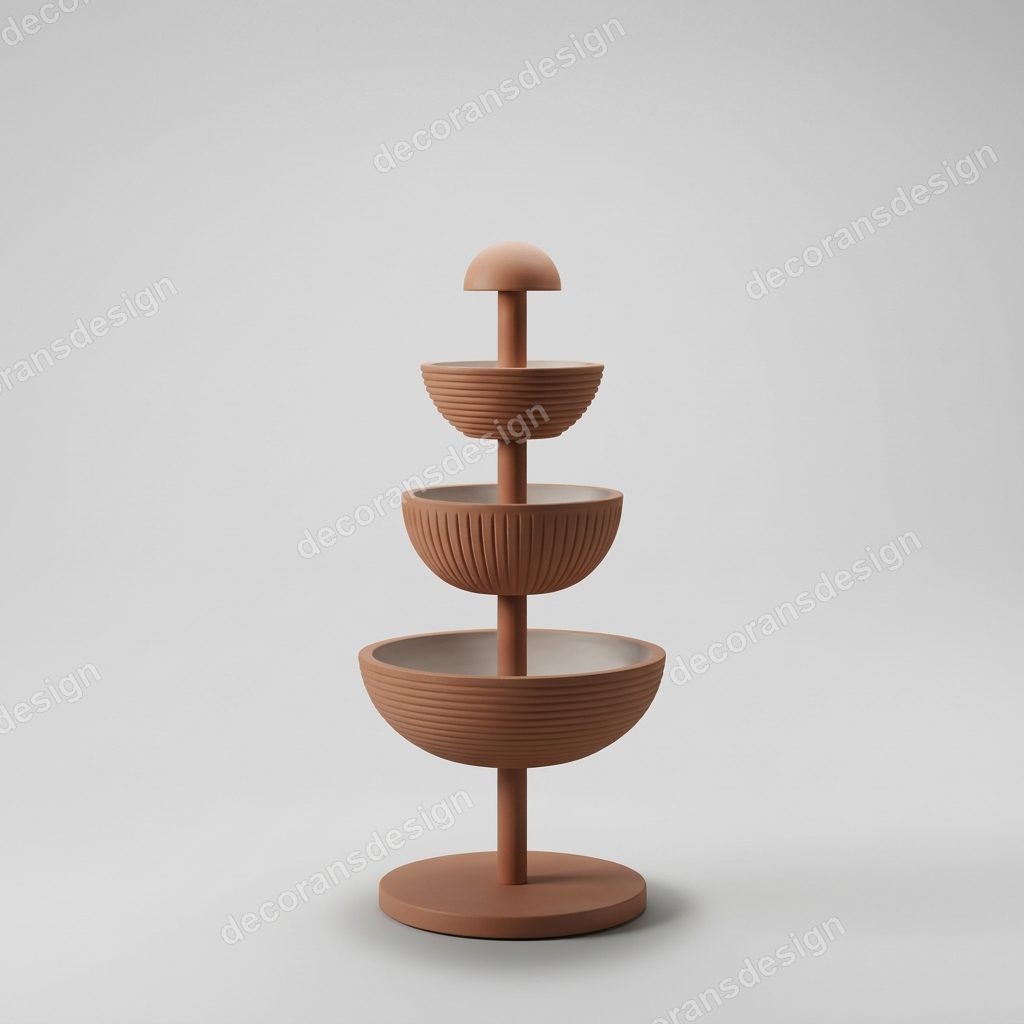 Terracotta Tiered Bowl Floor Lamp, 3D print design, studio view