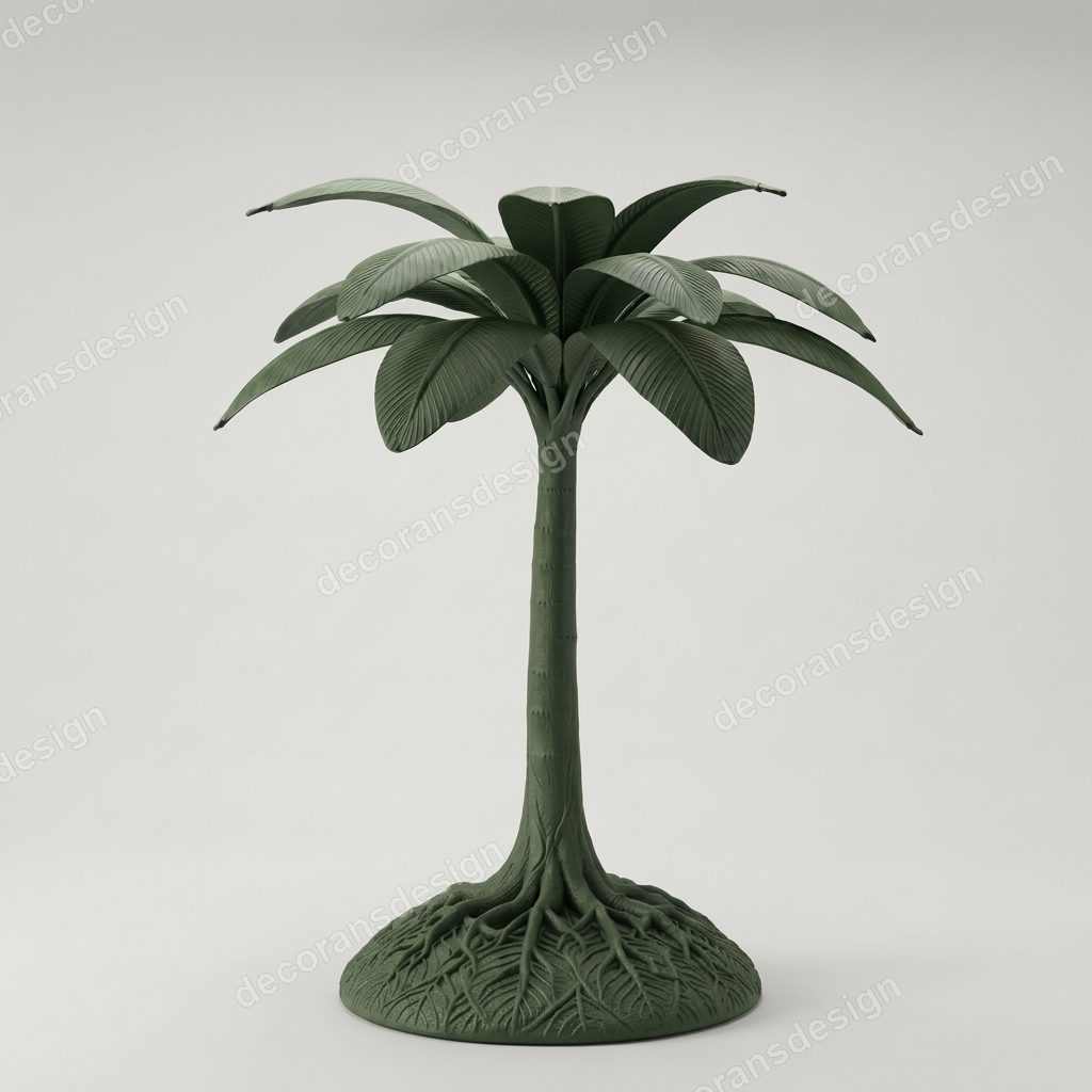 Sage Green Palm Tree Floor Lamp, 3D print design, studio view