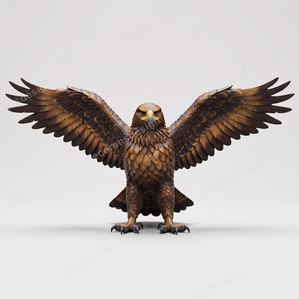 Golden Eagle Figurine, 3D print design, studio view