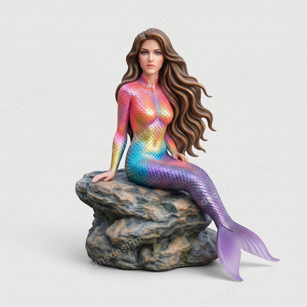 Mermaid Figurine, 3D print design, studio view