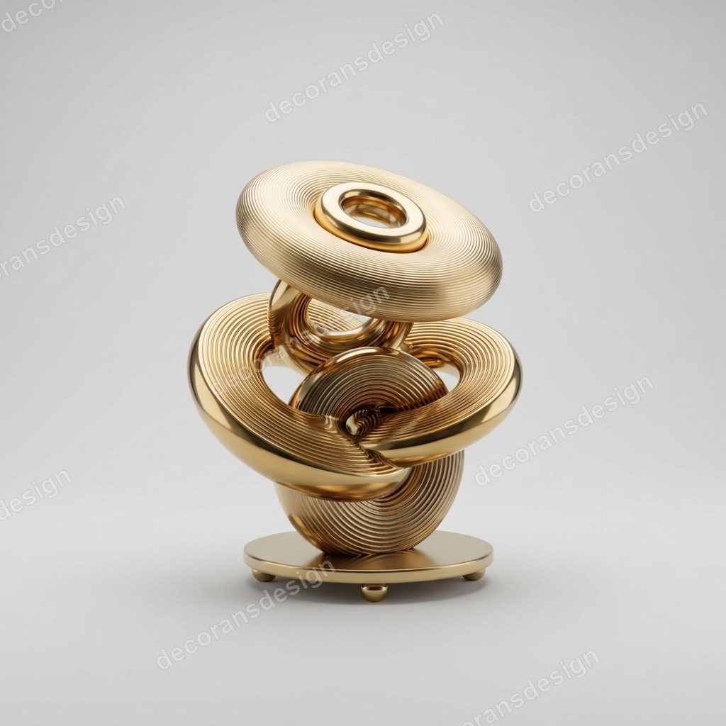 Interlocking Gold Ring Vase, 3D print design, studio view