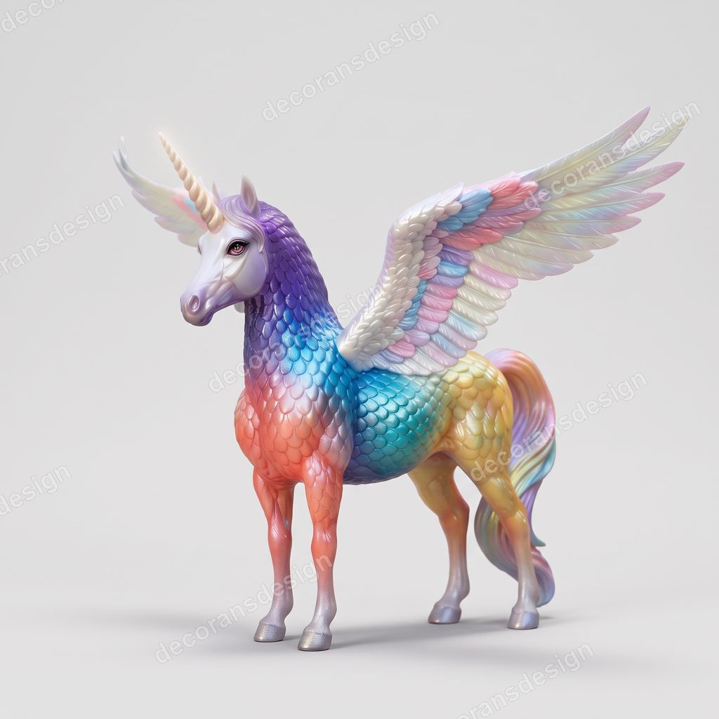 Winged Unicorn Figurine, 3D print design, studio view