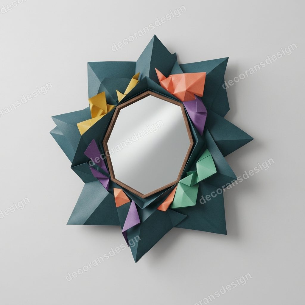 Origami Star Wall Mirror, 3D printable wall mirror, studio view