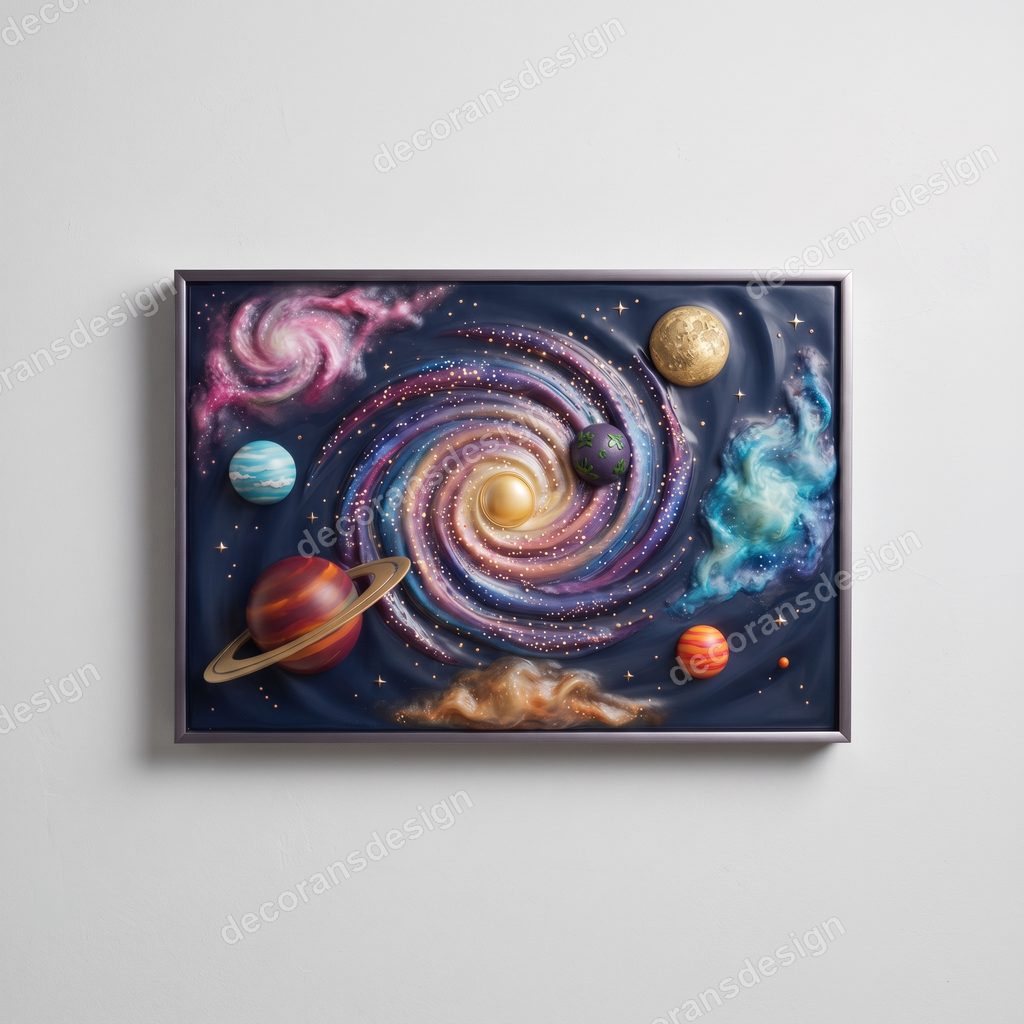 Galaxy Wall Relief, 3D print design, studio view