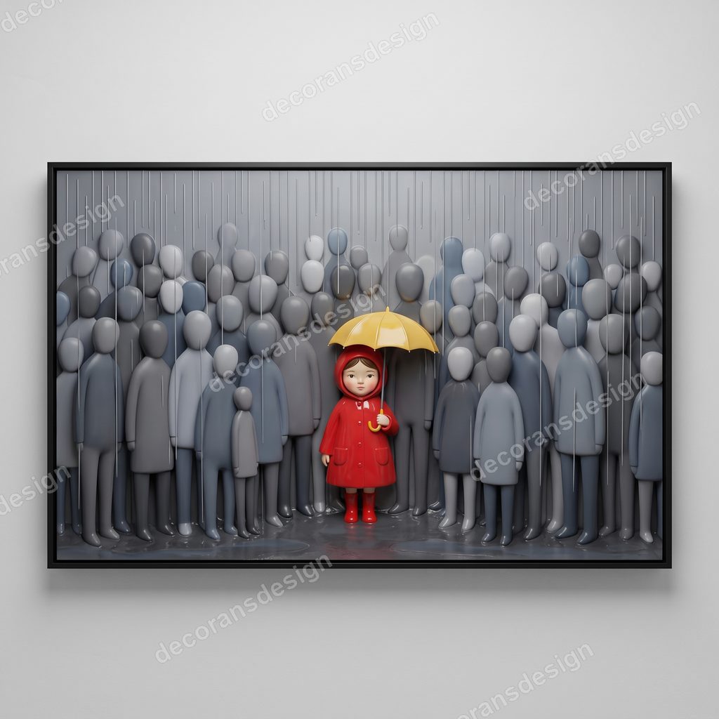 Girl in the Crowd Wall Relief, 3D print design, studio view