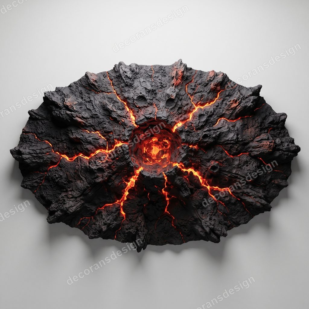 Volcanic Eruption Wall Relief, 3D print design, studio view