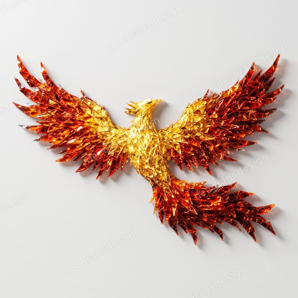 Phoenix Glass Mosaic Relief, 3D print design, studio view
