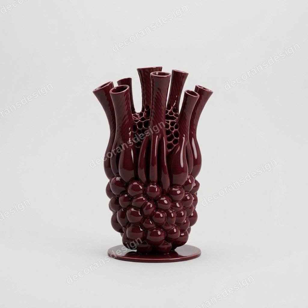 Burgundy Bloom Cluster Vase, 3D print design, studio view
