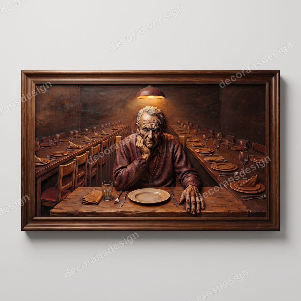 Meal Eaten Alone Wall Relief, 3D print design, studio view