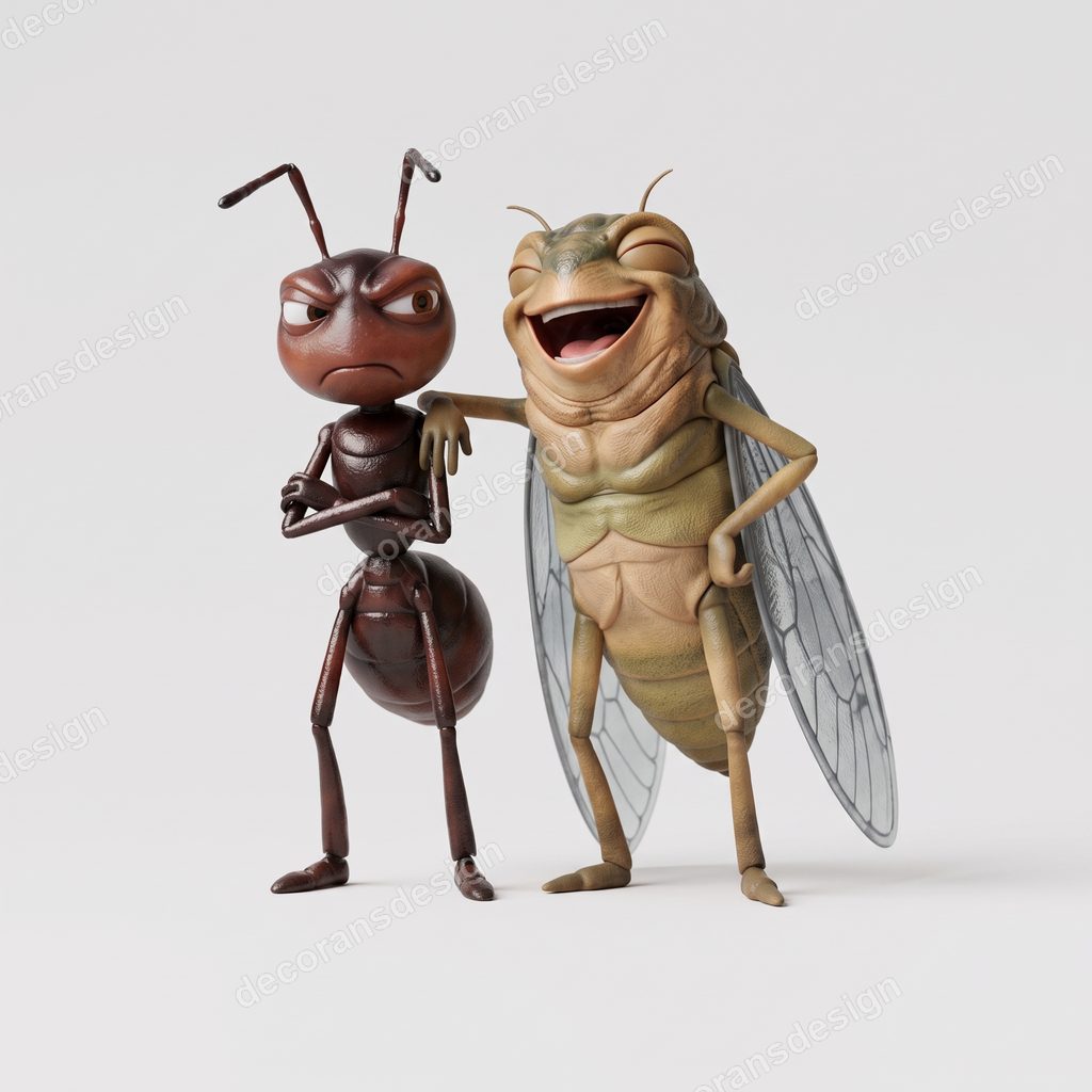 Ant-Cicada Figurine, 3D print design, studio view