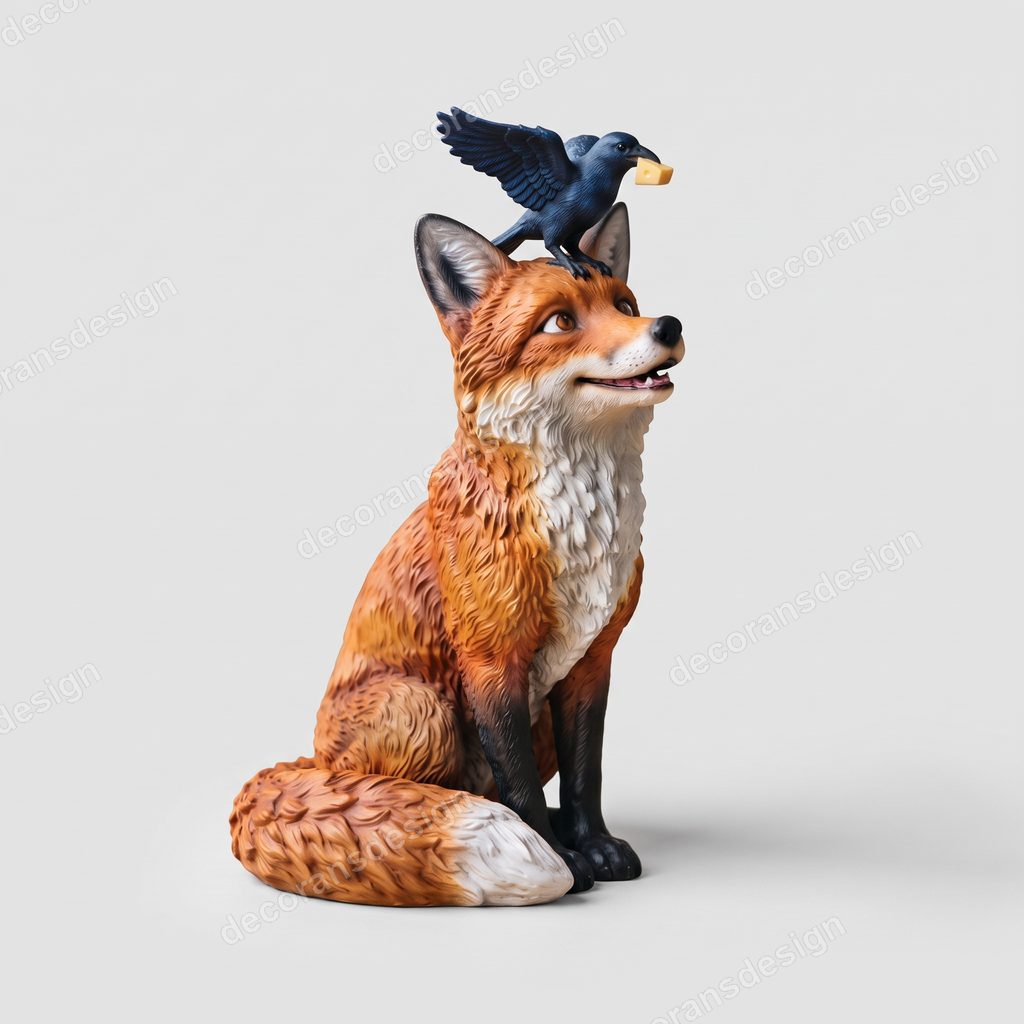 Fox-Crow Figurine, 3D print design, studio view