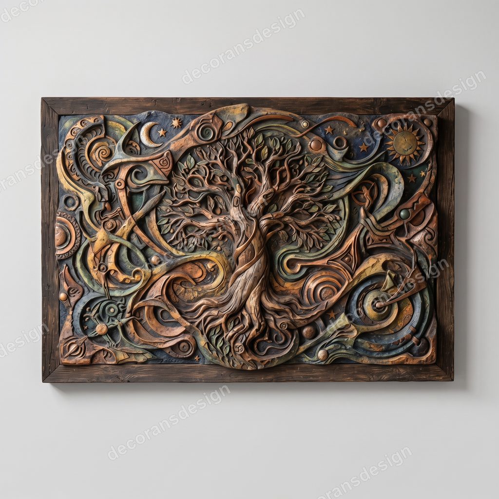 Tree of Life Wall Relief, 3D print design, studio view