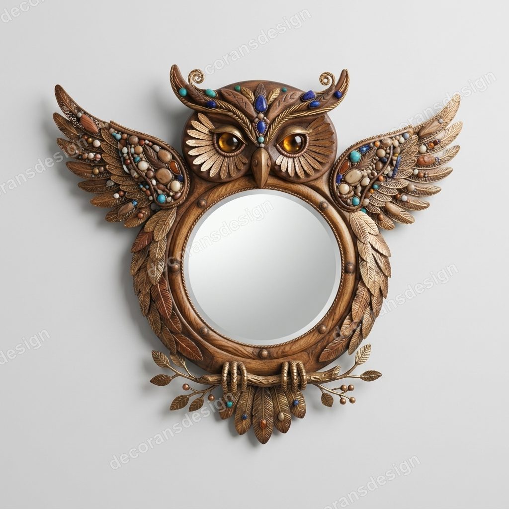 Wise Owl Wall Mirror, 3D printable wall mirror, studio view