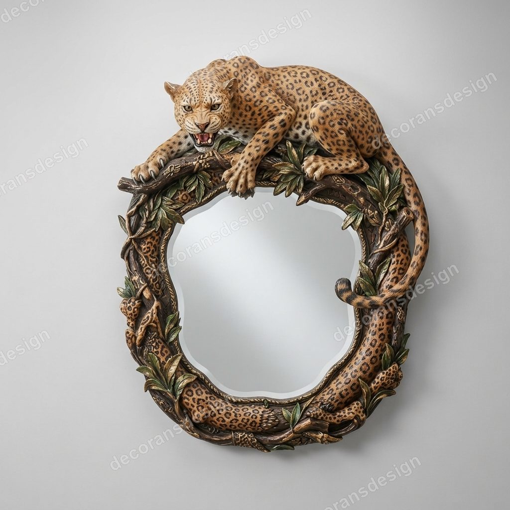 Leopard Jungle Wall Mirror, 3D printable wall mirror, studio view