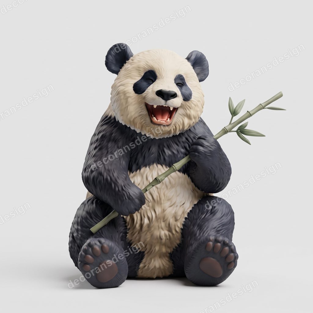 Laughing Panda Figurine, 3D print design, studio view