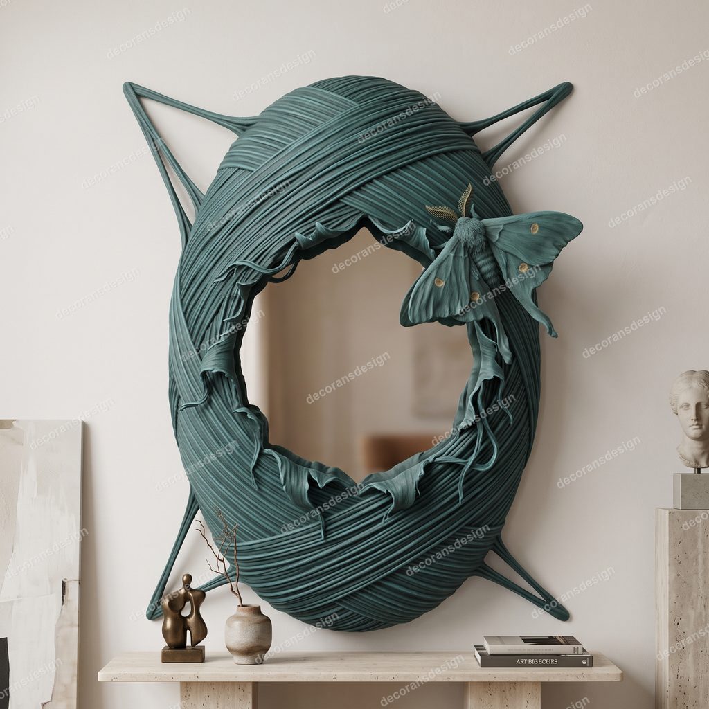 Moth Cocoon Wall Mirror, styled in a room
