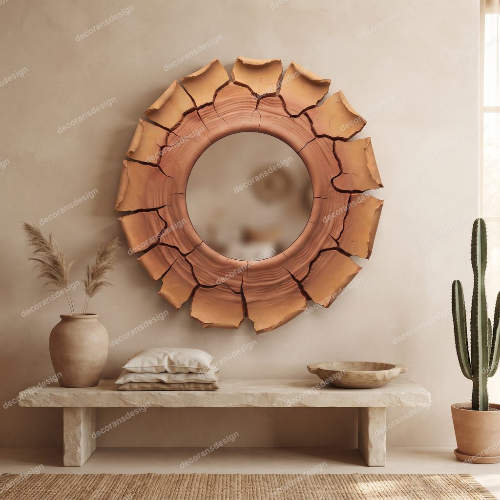 Cracked Earth Wall Mirror, styled in a room