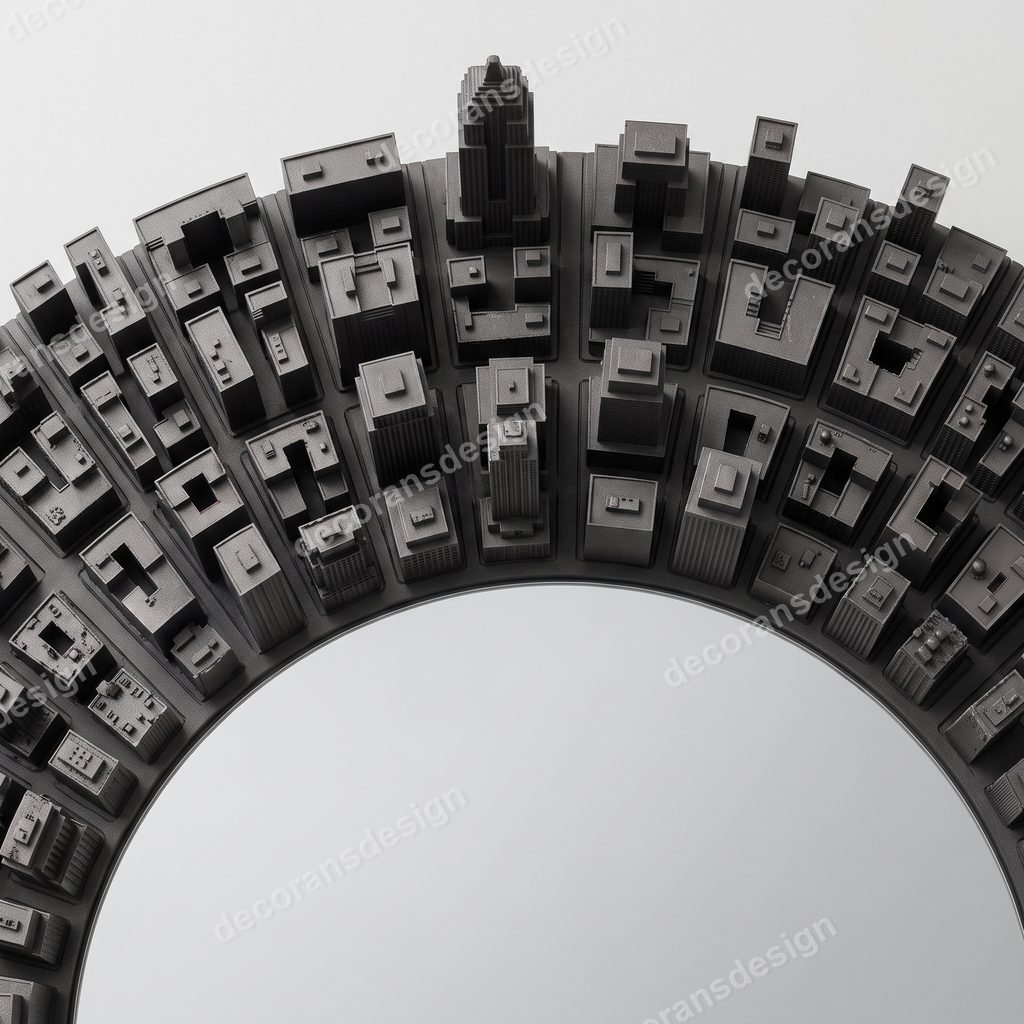 Cityscape Wall Mirror, close-up detail